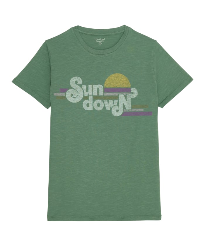 Tee-shirt enfant en jersey imprimé menthe Sundown