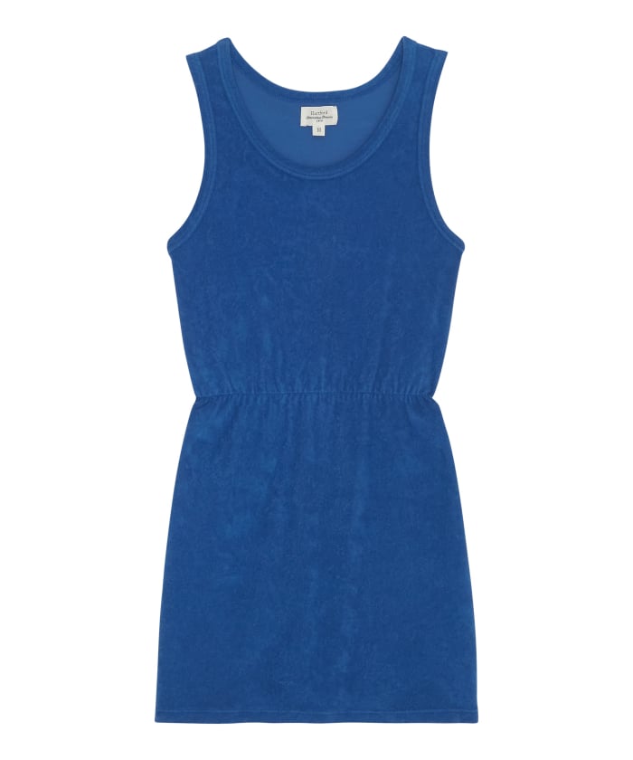 Blue towelling cotton fleece girl dress - Teja