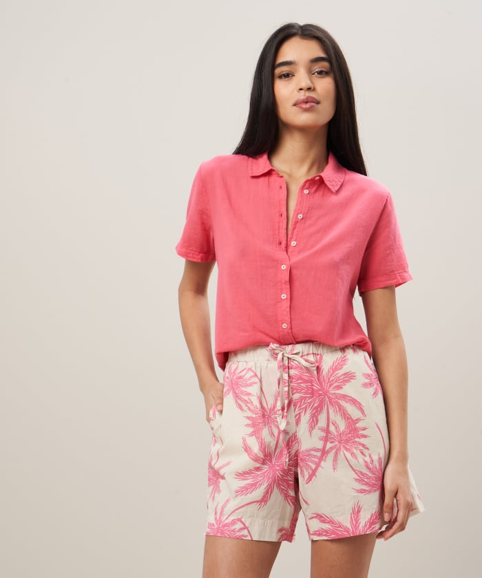 Pink double fabric cotton shirt - Teline
