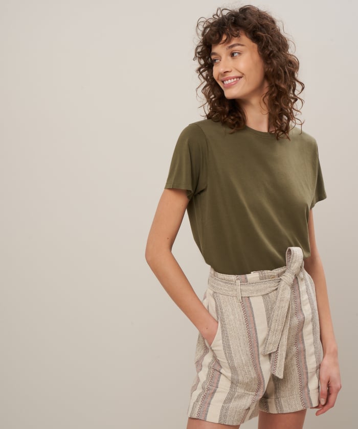 Army green lyocell and cotton T-shirt - Telvir