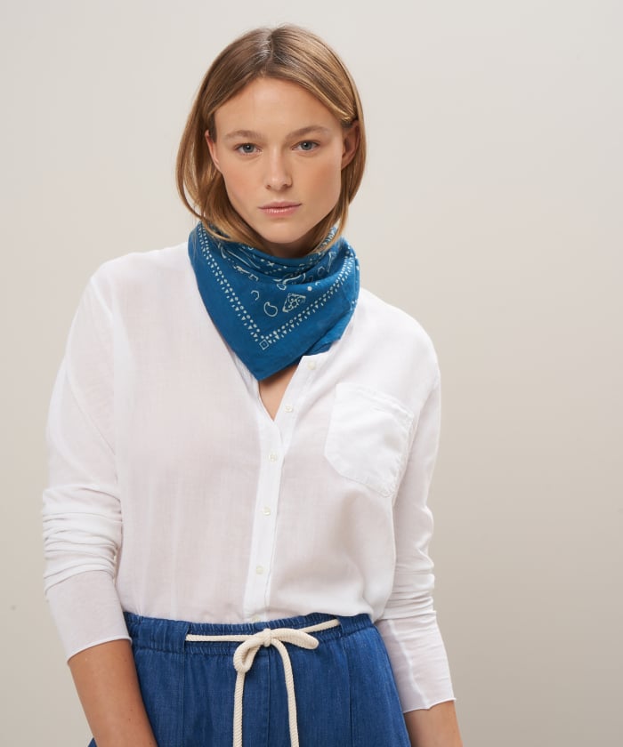Blue cotton Patchwork scarf